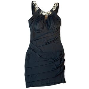 Jodi Kristopher Size S Solid Black Short Dress Formal LBD Cocktail Prom Bodycon